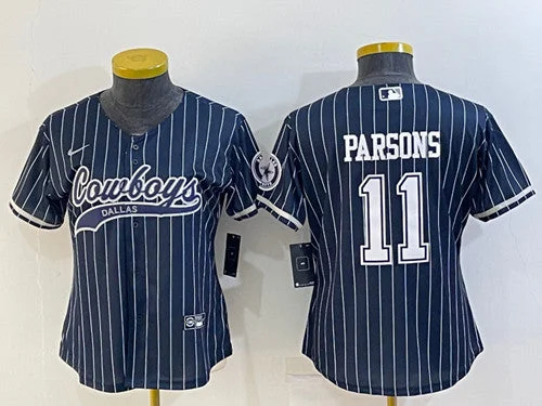 Baseball Jersey For Player Merchandise-Women's Dallas Cowboys #11 Micah Parsons Navy With Patch Cool Base Stitched Baseball Jersey(Run Small)