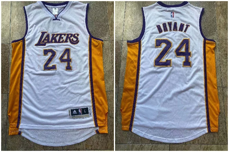 Basketball Jersey With Custom Logo Design-Lakers 24 Kobe Bryant White Swingman Basketball Jersey