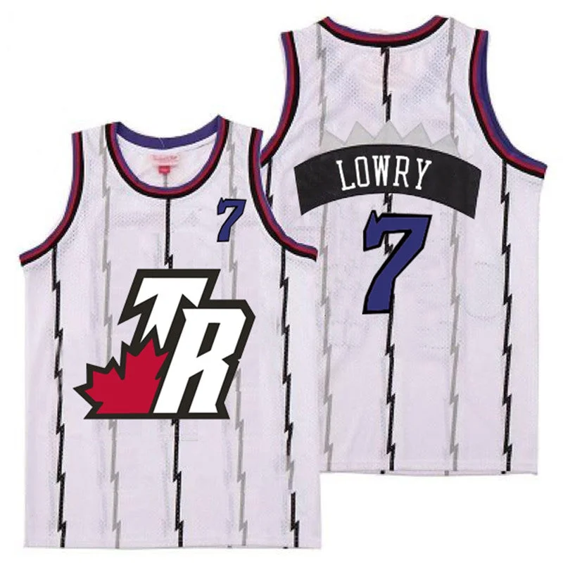 Basketball Jersey For Fan Club Apparel-Raptors 7 Kyle Lowry White Big White TR Logo Retro Basketball Jersey