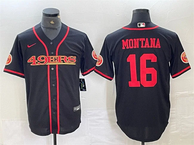 Baseball Jersey For Special Promotions-Men's San Francisco 49ers #16 Joe Montana Black With Patch Cool Base Stitched Baseball Jersey