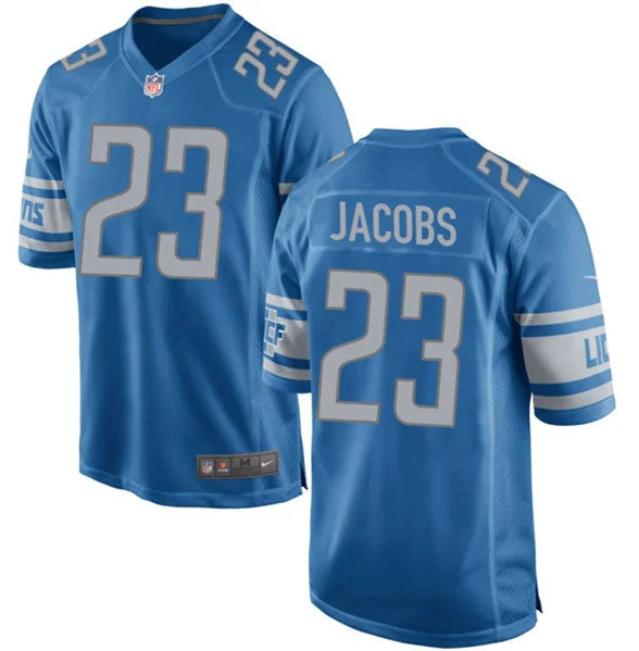 Football Jersey With Custom Text-Men's Detroit Lions #23 Jerry Jacobs Blue Football Stitched Game Jersey