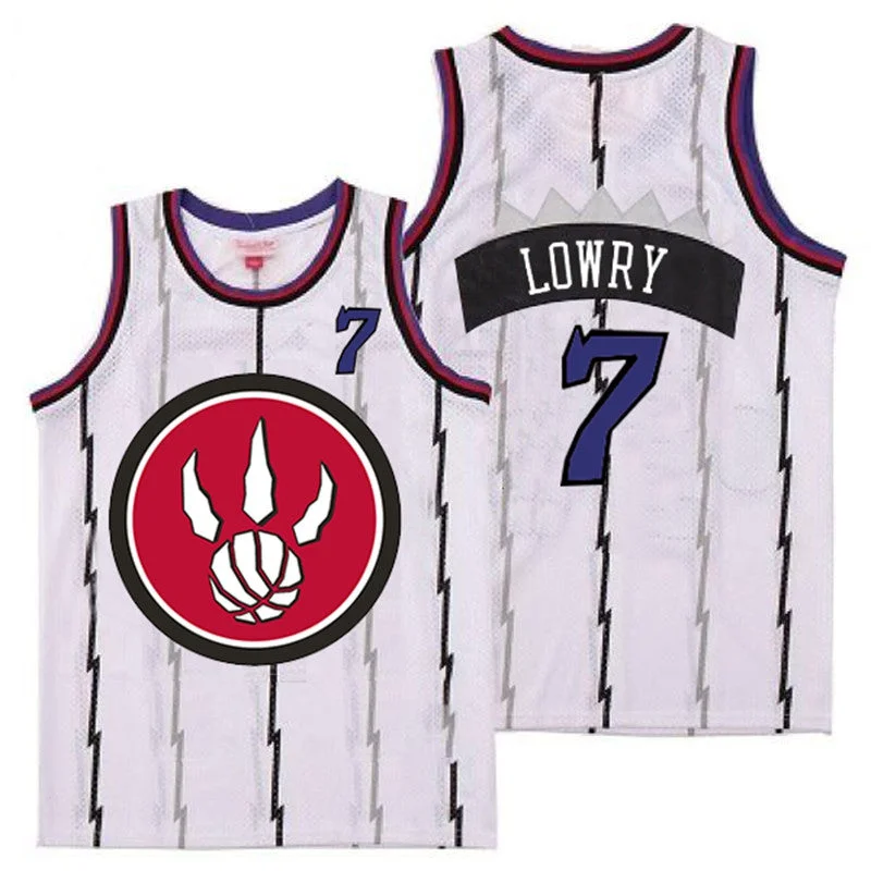 Basketball Jersey For Sports Merchandise-Raptors 7 Kyle Lowry White Red Big Logo Retro Basketball Jersey