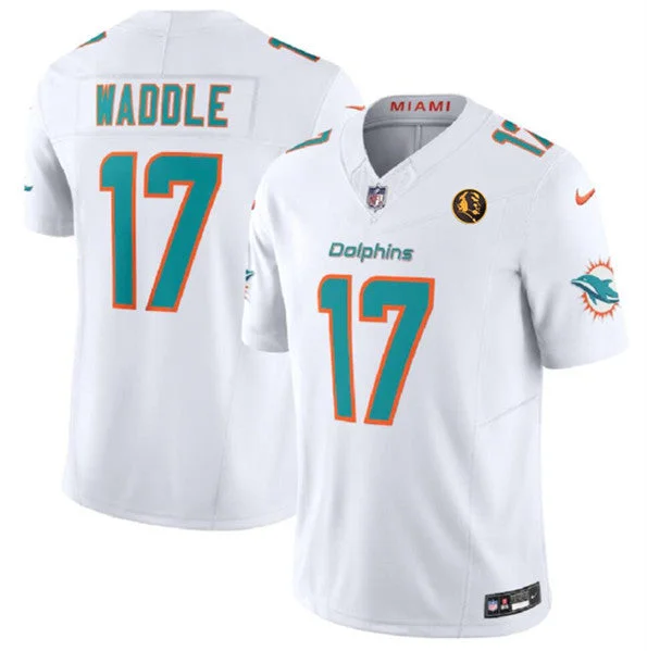 Football Jersey For Personalized Game Day Gear-Men's Miami Dolphins #17 Jaylen Waddle White 2023 F.U.S.E. With John Madden Patch Vapor Limited Football Stitched Jersey