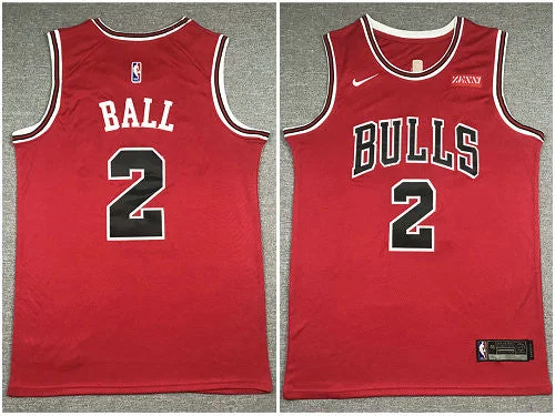 Basketball Jersey For Adults-Bulls 2 Lonzo Ball Red Swingman Basketball Jersey