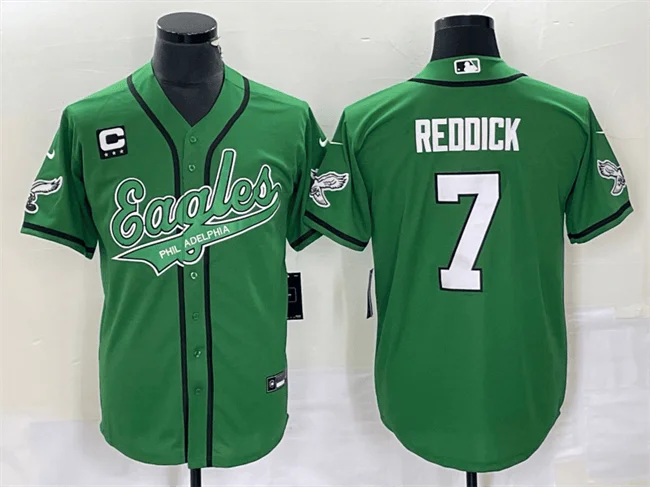 Baseball Jersey For Custom Softball Teams-Men's Philadelphia Eagles #7 Haason Reddick Green With C Patch Cool Base Stitched Baseball Jersey