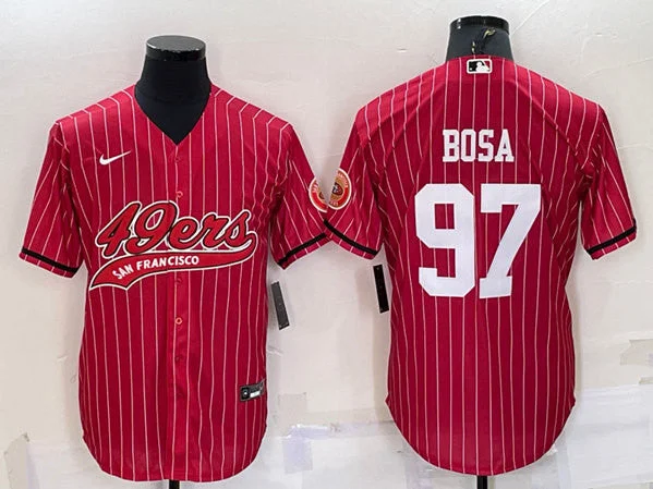 Baseball Jersey For All Ages-Men's San Francisco 49ers #97 Nick Bosa Red With Patch Cool Base Stitched Baseball Jersey