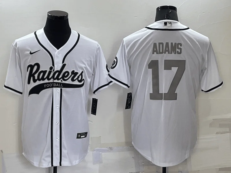 Baseball Jersey For Special Edition Players-Men's Las Vegas Raiders #17 Davante Adams White Grey Stitched Cool Base Baseball Jersey