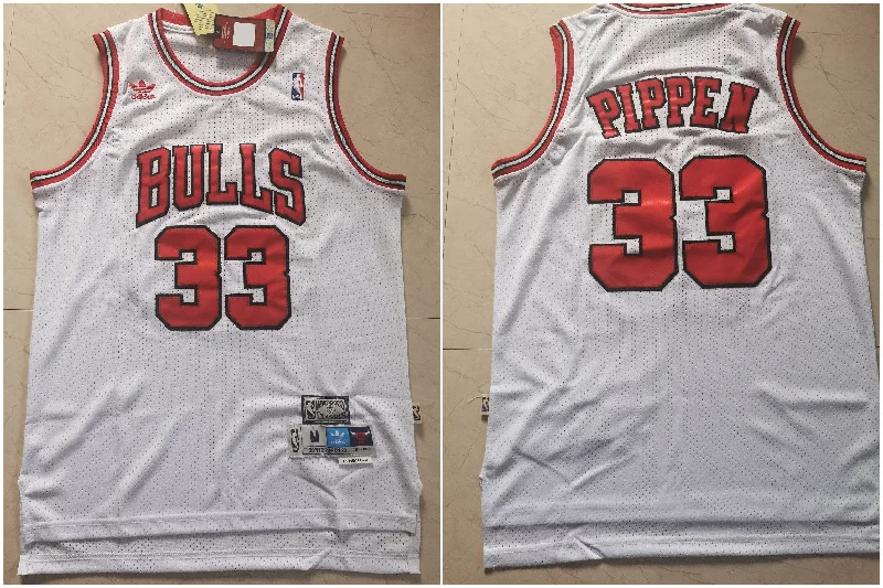 Basketball Jersey For Personalized Youth Gear-Bulls 33 Scottie Pippen White Hardwood Classics Basketball Jersey