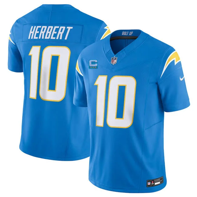 Football Jersey For College And University Teams-Men's Los Angeles Chargers #10 Justin Herbert Light Blue 2023 F.U.S.E. With 3-Star C Patch Vapor Untouchable Limited Football Stitched Jersey