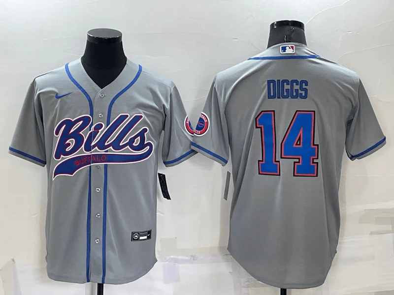 Baseball Jersey For School Tournament Teams-Men's Buffalo Bills #14 Stefon Diggs Grey Stitched Cool Base Baseball Jersey