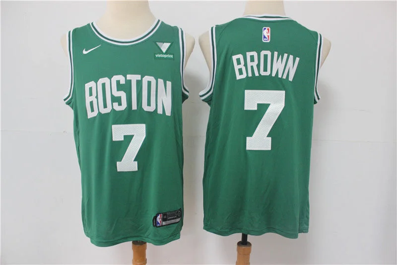 Basketball Jersey For Custom Number Embroidery-Celtics 7 Jaylen Brown Green Swingman Basketball Jersey