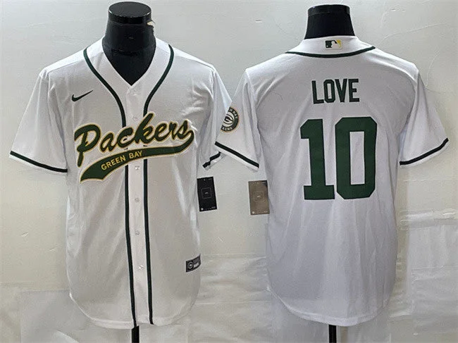 Baseball Jersey For Youth Sports Gear-Men's Green Bay Packers #10 Jordan Love White Cool Base Stitched Baseball Jersey