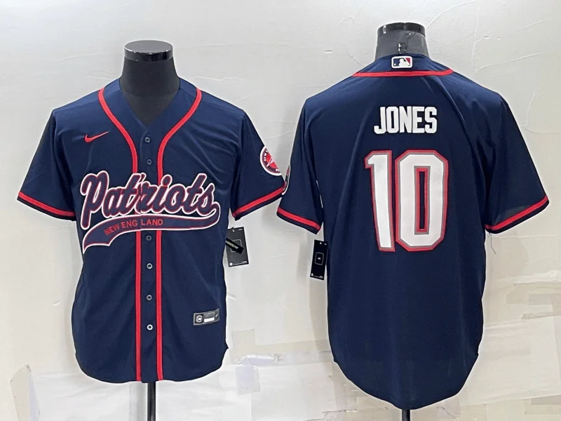 Baseball Jersey For Personalized Player Merchandise-Men's New England Patriots #10 Mac Jones Navy Blue Stitched Cool Base Baseball Jersey