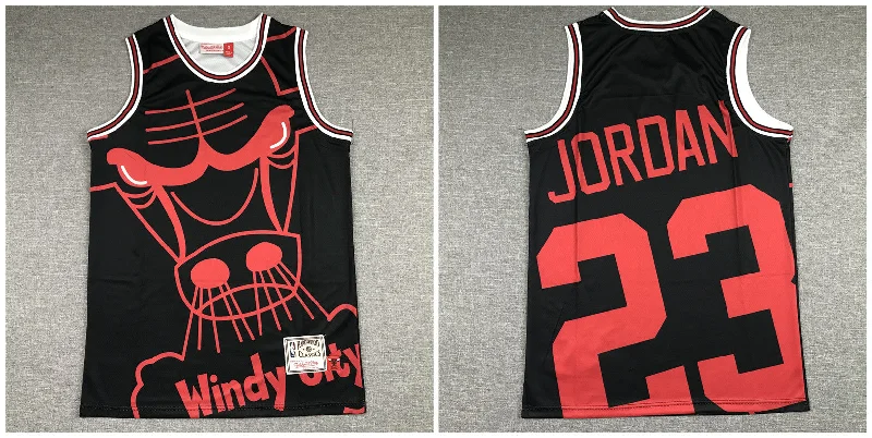 Basketball Jersey For Team Uniforms-Bulls 23 Michael Jordan Black Hardwood Classics Basketball Jersey