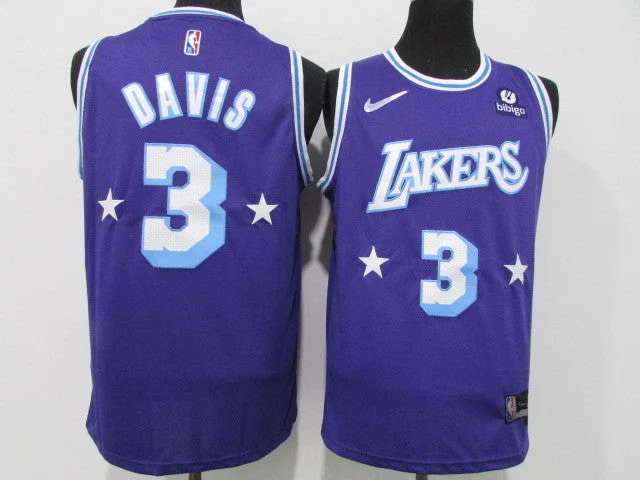 Basketball Jersey For Custom Team Colors-Lakers 3 Anthony Davis Purple Diamond 75th Anniversary City Edition Swingman Basketball Jersey