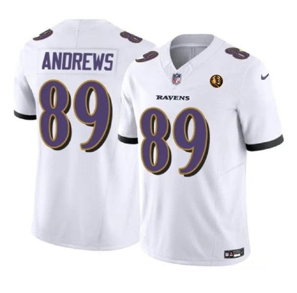 Football Jersey With Custom Player Names-Men's Baltimore Ravens #89 Mark Andrews White 2023 F.U.S.E. With John Madden Patch Vapor Limited Football Stitched Jersey