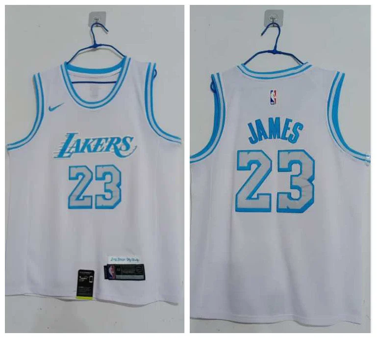 Basketball Jersey For Fans-Lakers 23 Lebron James White 2020-21 City Edition Swingman Basketball Jersey