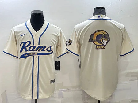 Baseball Jersey For Special Edition Players-Men's Los Angeles Rams Bone Team Big Logo With Patch Cool Base Stitched Baseball Jersey