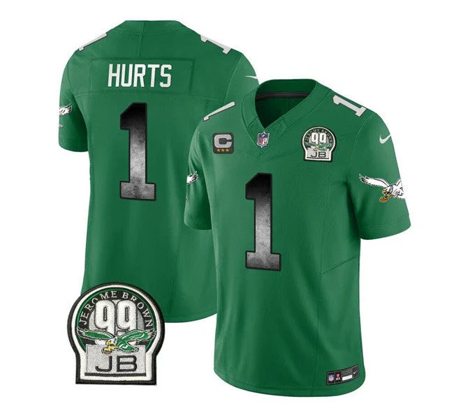 Football Jersey For Official Team Orders-Men's Philadelphia Eagles #1 Jalen Hurts Green 2023 F.U.S.E. With 3-star C Patch Throwback Vapor Untouchable Limited Football Stitched Jersey