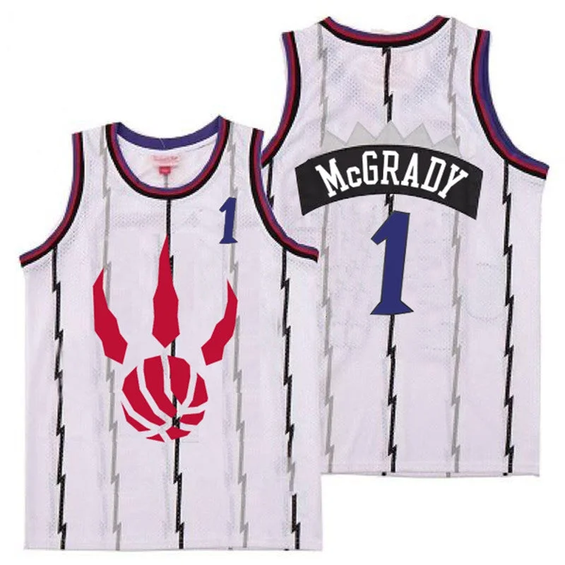 Basketball Jersey For Personalized School Spirit Gear-Raptors 1 Tracy McGrady White Throwback Basketball Jerseys