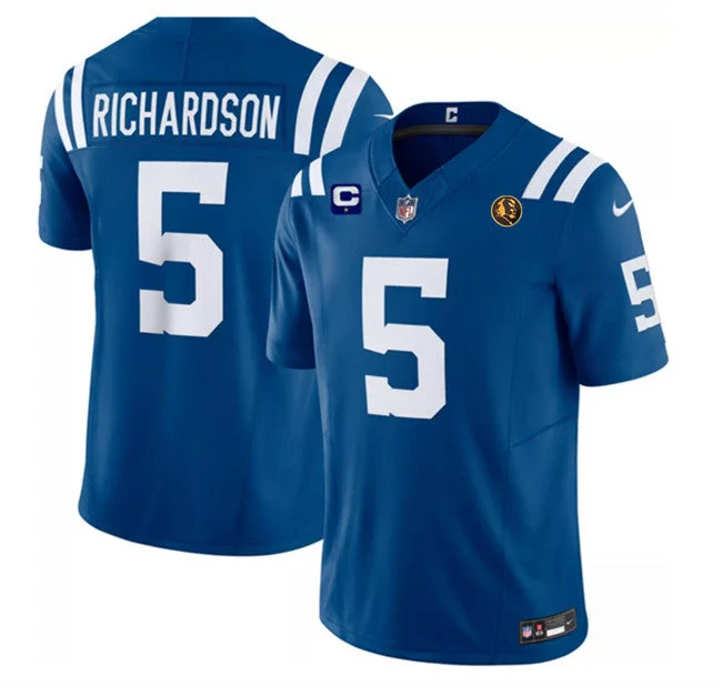 Football Jersey For Special Event Merchandise-Men's Indianapolis Colts #5 Anthony Richardson Blue 2023 F.U.S.E. 1-star C Patch And With John Madden Patch Vapor Limited Football Stitched Jersey