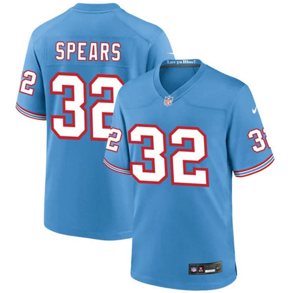 Football Jersey For Custom Fan Apparel Sales-Men's Tennessee Titans #32 Tyjae Spears Blue Throwback Football Stitched Game Jersey