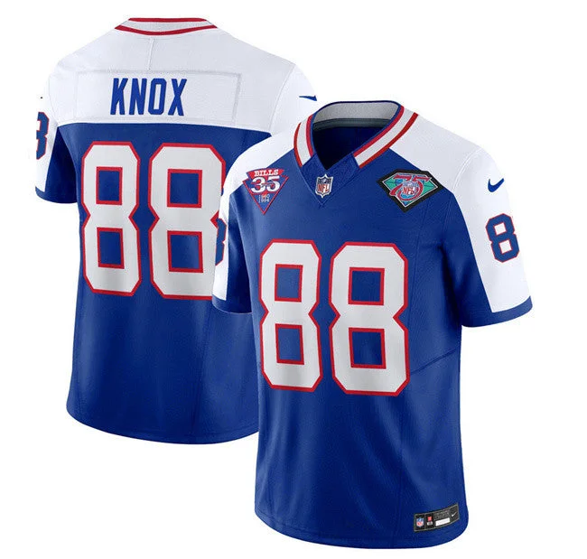 Football Jersey With Player And Team Logos-Men's Buffalo Bills #88 Dawson Knox Blue/White 2023 F.U.S.E. 75th Anniversary Throwback Vapor Untouchable Limited Football Stitched Jersey