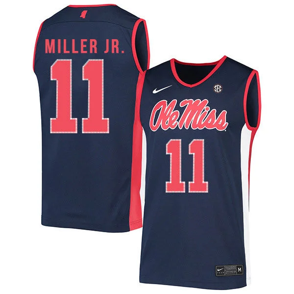 Basketball Jersey For Customized Fan Wear-Ole Miss Rebels 11 Franco Miller Jr. Navy Basketball College Basketball Jersey.jpeg