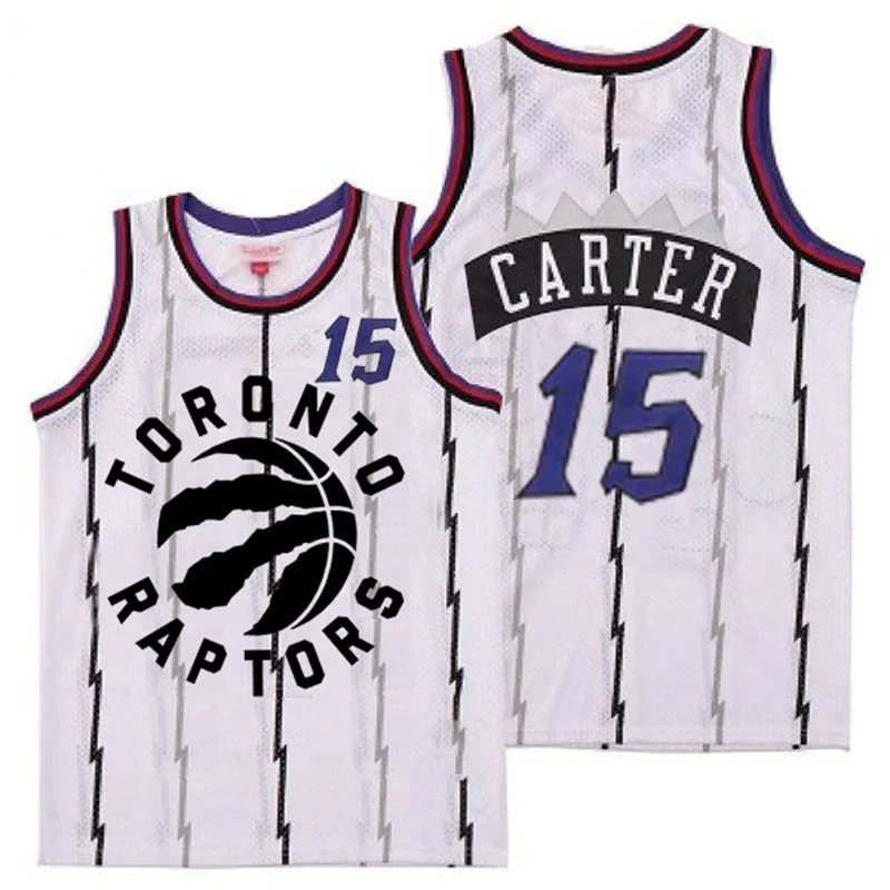 Basketball Jersey For Custom Basketball Apparel-Raptors 15 Vince Carter White Retro Basketball Jersey