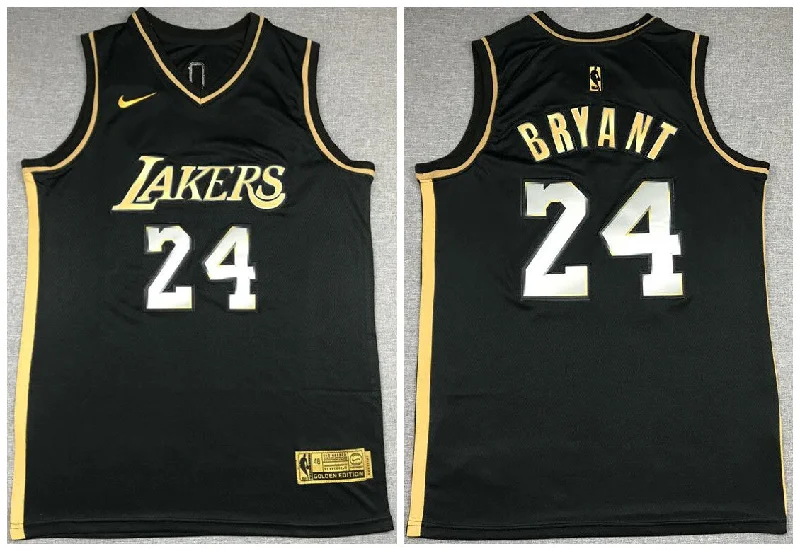 Basketball Jersey For College Teams-Lakers 24 Kobe Bryant Black Gold 2021 Swingman Basketball Jersey