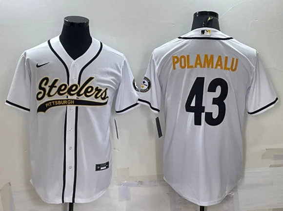 Baseball Jersey For Fan Club Apparel-Men's Pittsburgh Steelers #43 Troy Polamalu White With Patch Cool Base Stitched Baseball Jersey