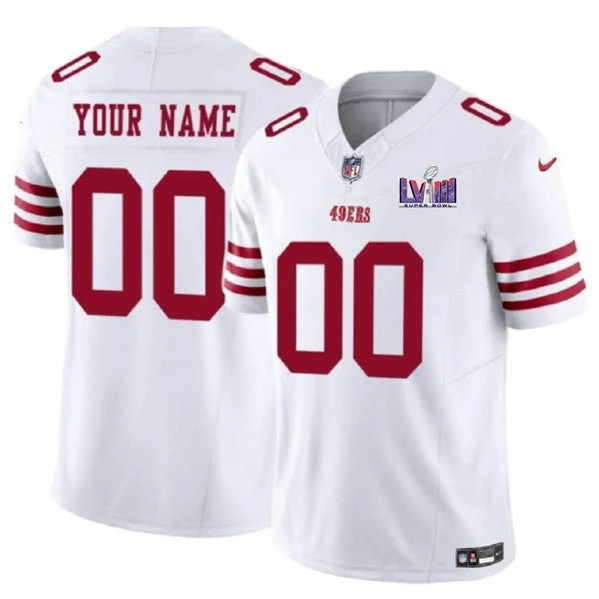 Football Jersey For Family And Friends Gifts-Men's San Francisco 49ers Active Player Custom White 2024 F.U.S.E. Super Bowl LVIII Patch Vapor Untouchable Limited Football Stitched Jersey