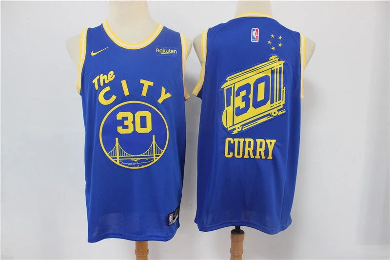 Basketball Jersey For Custom Embroidered Team Names-Warriors 30 Stephen Curry Blue Swingman Basketball Jersey