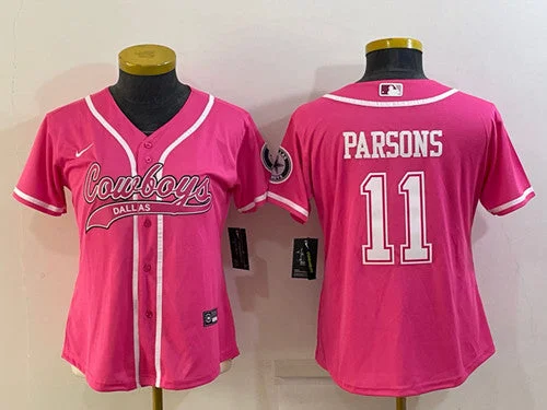 Baseball Jersey For Group Events-Women's Dallas Cowboys #11 Micah Parsons Pink With Patch Cool Base Stitched Baseball Jersey(Run Small)