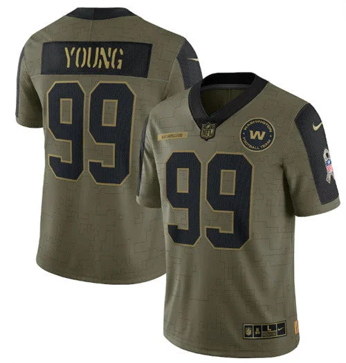 Football Jersey With Custom Patch Designs-Men's Washington Football Team #99 Chase Young 2021 Olive Salute To Service Limited Stitched Jersey