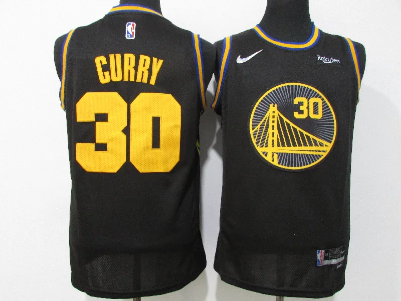 Basketball Jersey For Youth Fan Apparel-Warriors 30 Stephen Curry Black Diamond 75th Anniversary City Edition Swingman Basketball Jersey