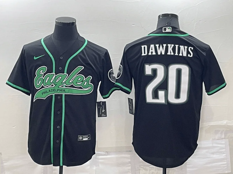 Baseball Jersey For Coaches-Men's Philadelphia Eagles #20 Brian Dawkins Black Stitched Cool Base Baseball Jersey