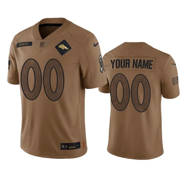 Football Jersey For Charity Events-Men's Denver Broncos Active Player Custom 2023 Brown Salute To Service Limited Football Stitched Jersey