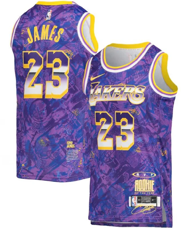 Basketball Jersey For Sale-Lakers 23 LeBron James Purple Select Series MVP Swingman Basketball Jersey