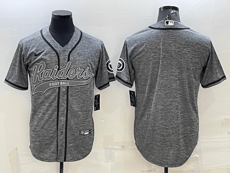 Baseball Jersey For Custom Apparel Printing-Men's Las Vegas Raiders Blank Grey With Patch Cool Base Stitched Baseball Jersey