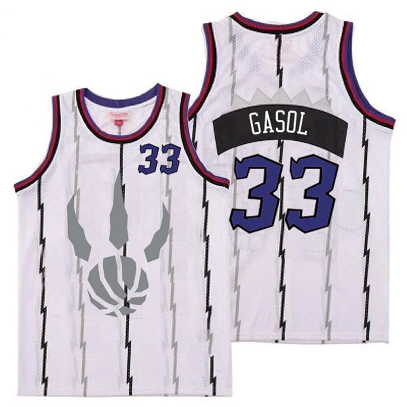 Basketball Jersey For Sports Apparel-Raptors 33 Marc Gasol White Gray Logo Retro Basketball Jersey