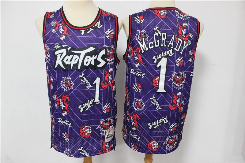 Basketball Jersey For Special Edition Players-Raptors 1 Tracy McGrady Purple Tear Up Pack Hardwood Classics Swingman Basketball Jersey