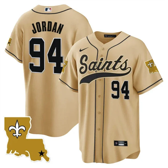 Baseball Jersey For Youth League Custom Orders-Men's New Orleans Saints #94 Cameron Jordan Gold 1987 Legacy Cool Base Stitched Baseball Jersey