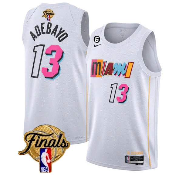 Basketball Jersey For Custom Team Outfits-Heat 13 Bam Adebayo White 2023 Finals NO.6 Patch City Edition Swingman Basketball Jersey