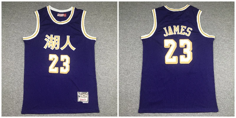 Basketball Jersey For Fanatic Merchandise-Lakers 23 Lebron James Purple Hardwood Classics 2019 Chinese New Year Swingman Basketball Jersey