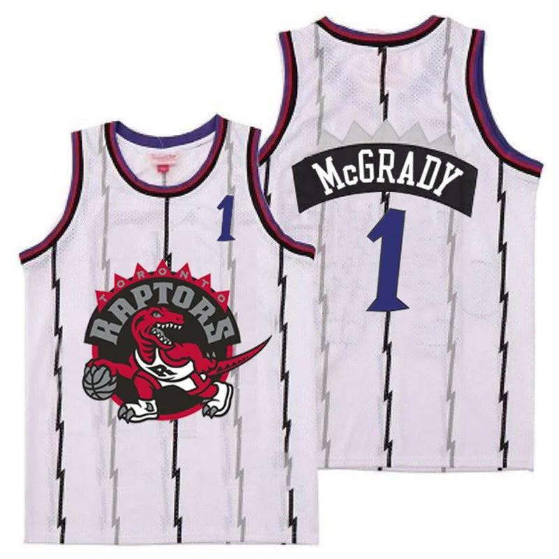 Basketball Jersey For Limited Editions-Raptors 1 Tracy McGrady White Big Gray Red Logo Retro Basketball Jersey