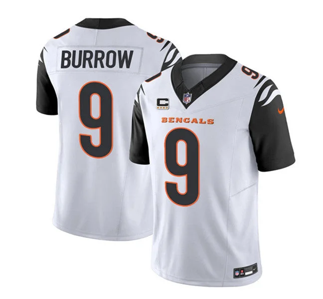 Football Jersey For Personalized School Spirit Gear-Men's Cincinnati Bengals #9 Joe Burrow 2023 F.U.S.E. White With 4-Star C Patch Vapor Untouchable Limited Football Stitched Jersey