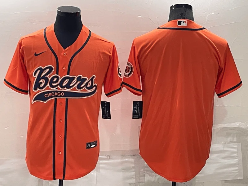 Baseball Jersey For Custom Number Embroidery-Men's Chicago Bears Blank Orange Stitched Cool Base Baseball Jersey