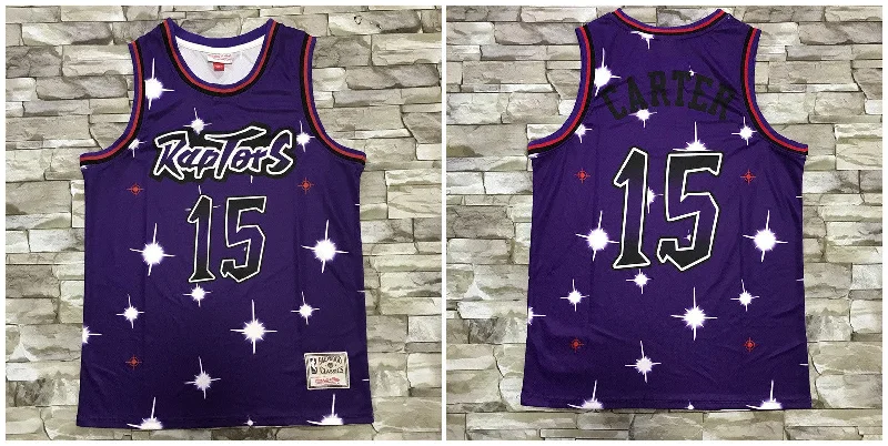 Basketball Jersey For Fan Event Customization-Raptors 15 Vince Carter Purple Star Hardwood Classics Basketball Jersey