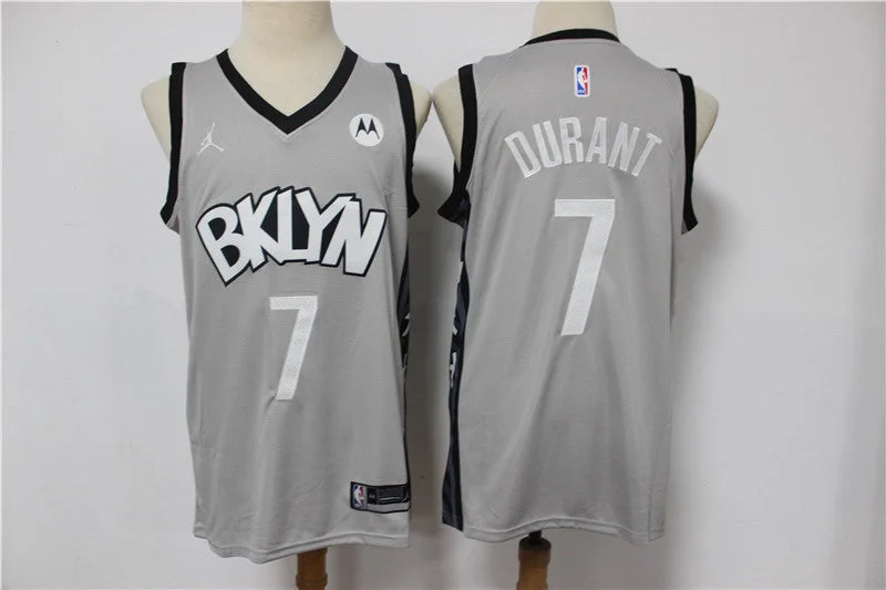 Basketball Jersey For Team Building Activities-Nets 7 Kevin Durant Gray 2021 Swingman Basketball Jersey